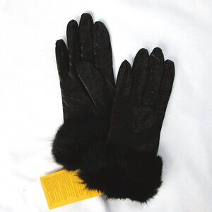 Wilsons Leather black genine fur gloves L